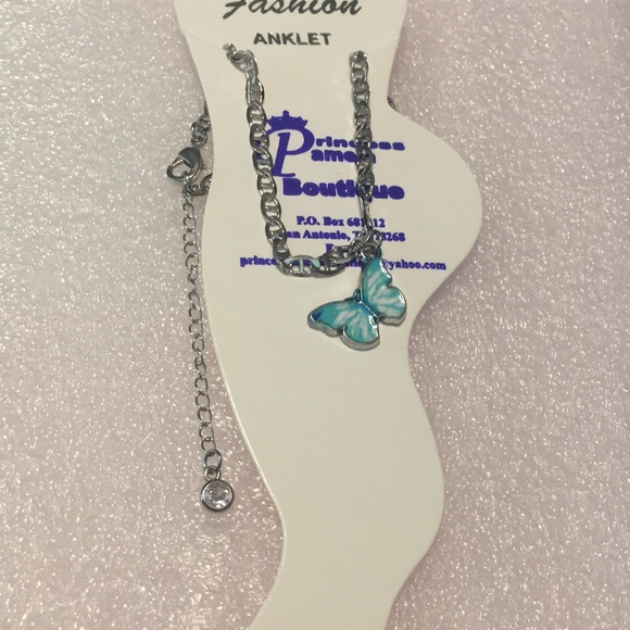 Butterfly Blue with Silver Ankle Bracelet - Picture 6 of 7
